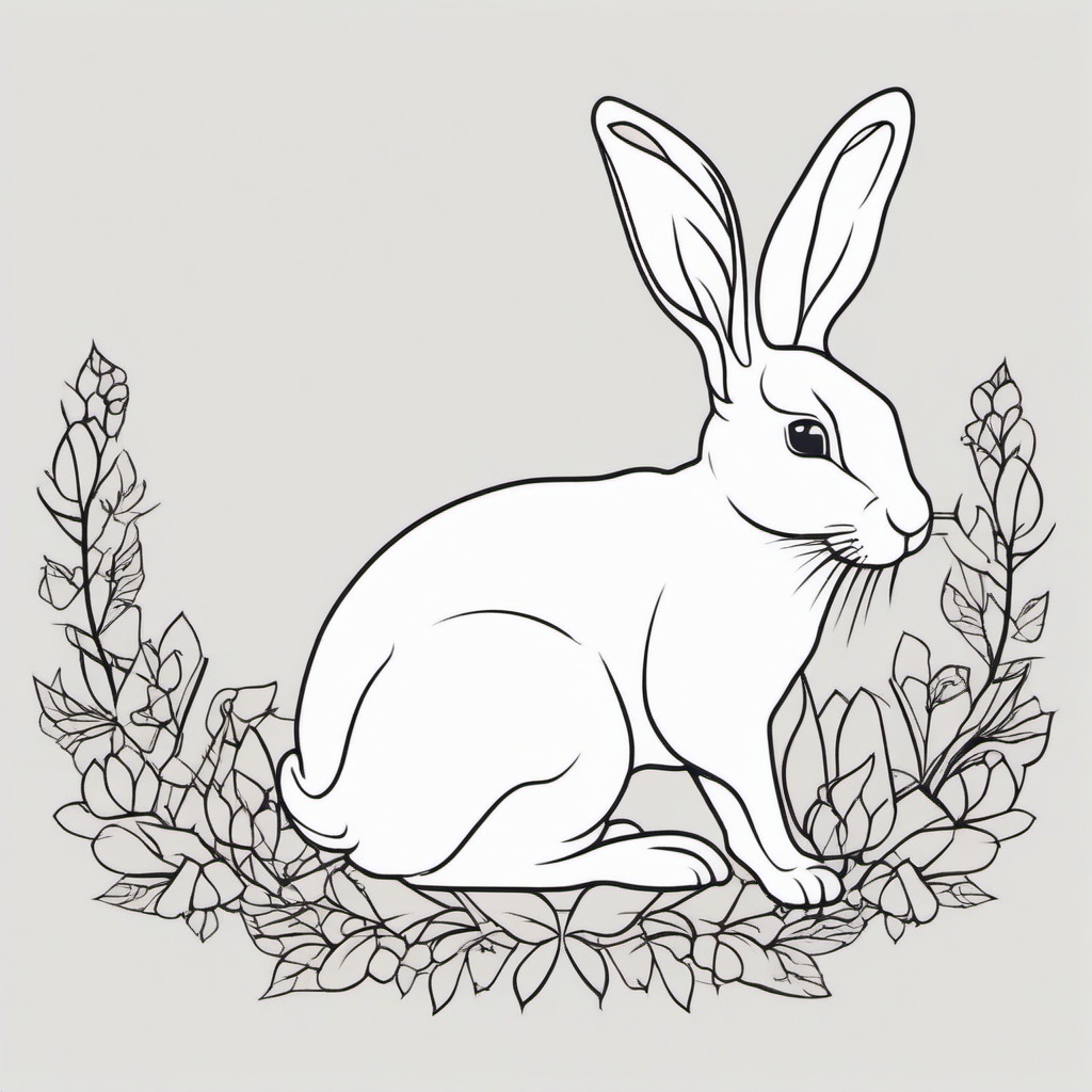bunny outline tattoo  minimalist color tattoo, vector