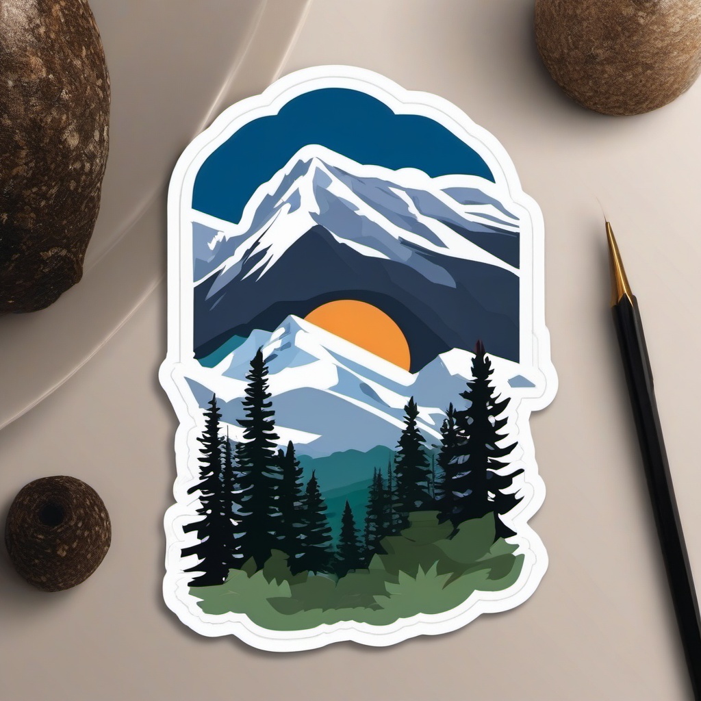 Rocky Mountain National Park sticker- Majestic mountain scenery in Colorado, , sticker vector art, minimalist design