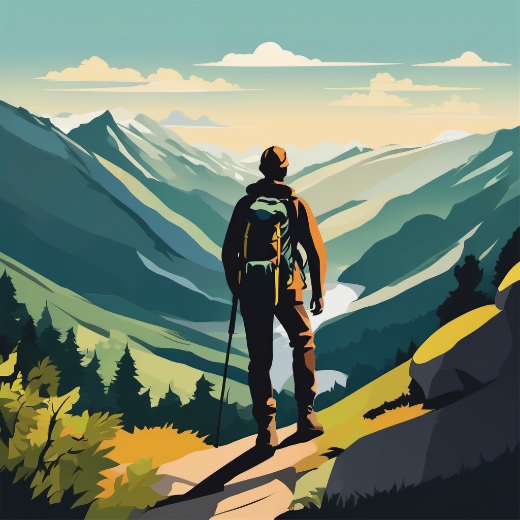 Hiker's View clipart - The view from a mountain hiker, ,vector color clipart,minimal