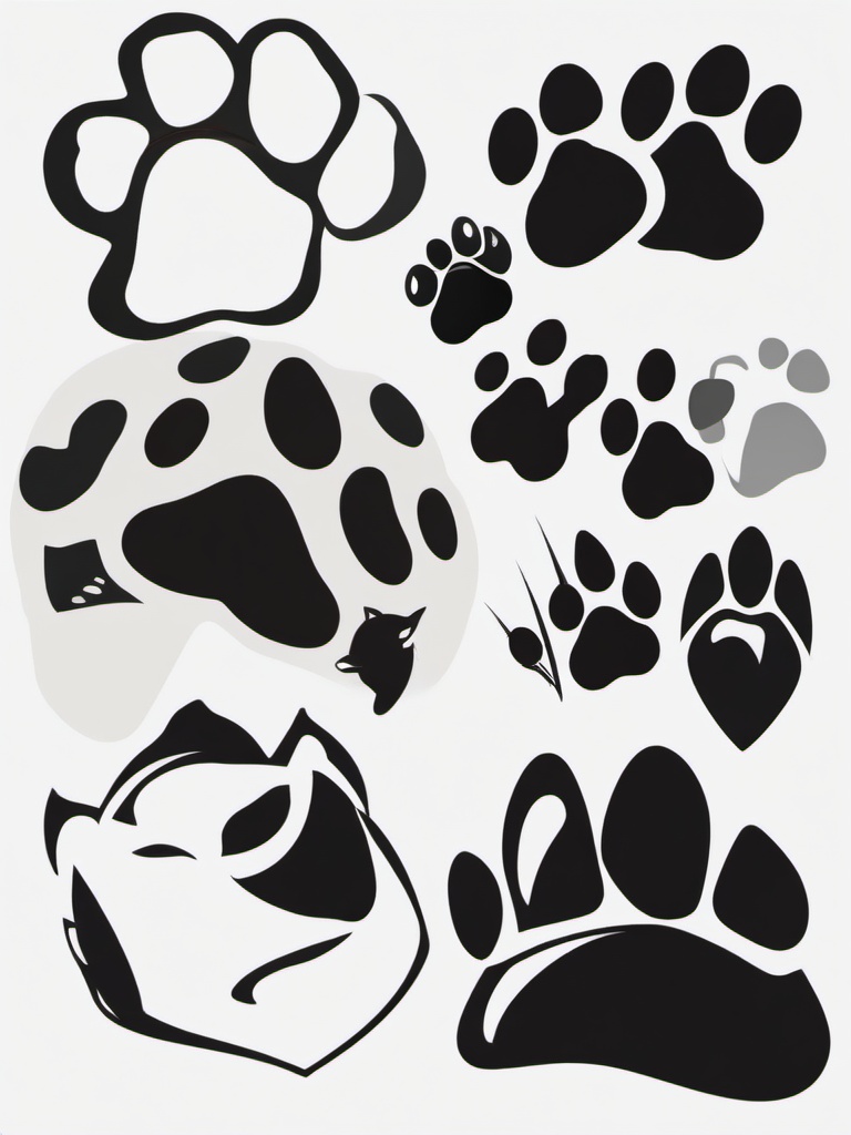 Paw Print clipart - paw print with a pet silhouette  