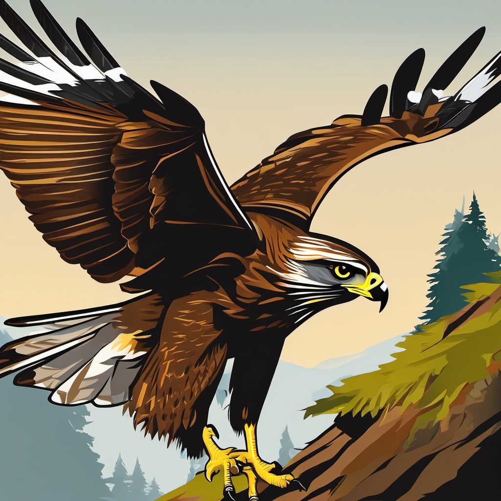 Hawk clipart - Agile predator with keen eyesight in flight, ,color clipart vector style