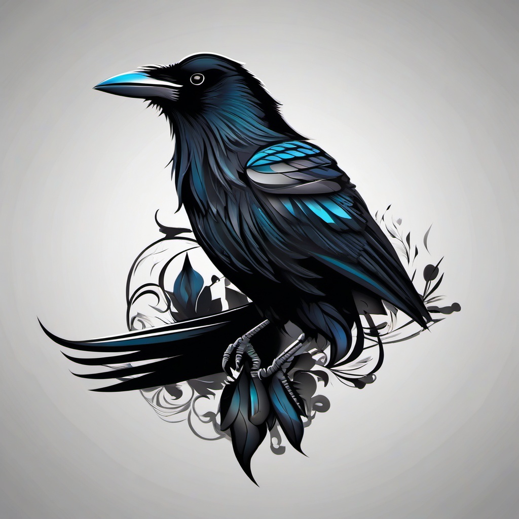 3d crow tattoo  simple vector color tattoo