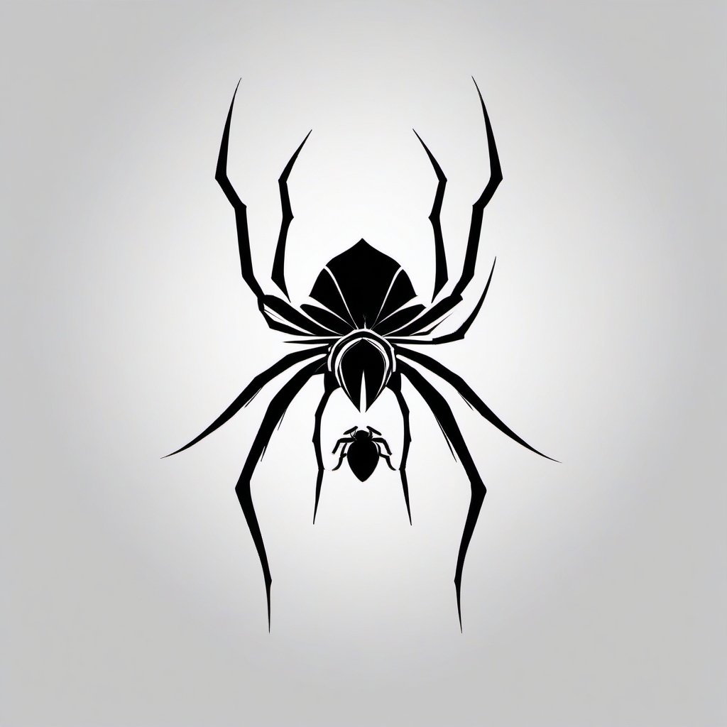 Spider Tattoo-minimalist and modern spider silhouette with clean lines, creating a bold and iconic design. Colored tattoo designs, minimalist, white background.  color tatto style, minimalist design, white background