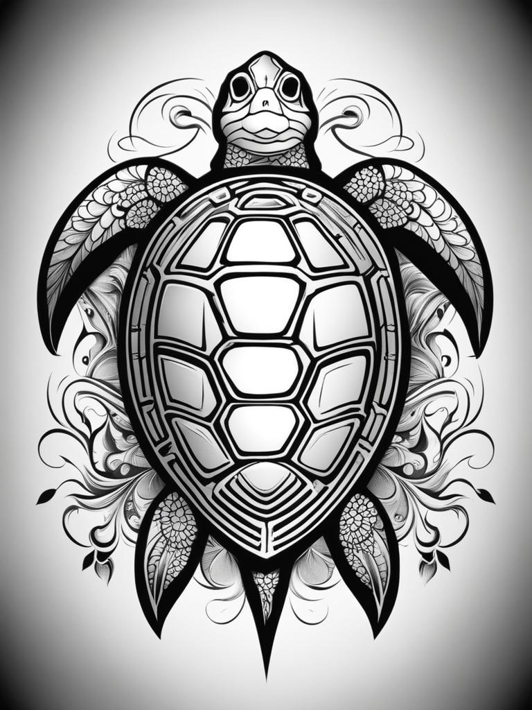 turtle tattoo black and white design 