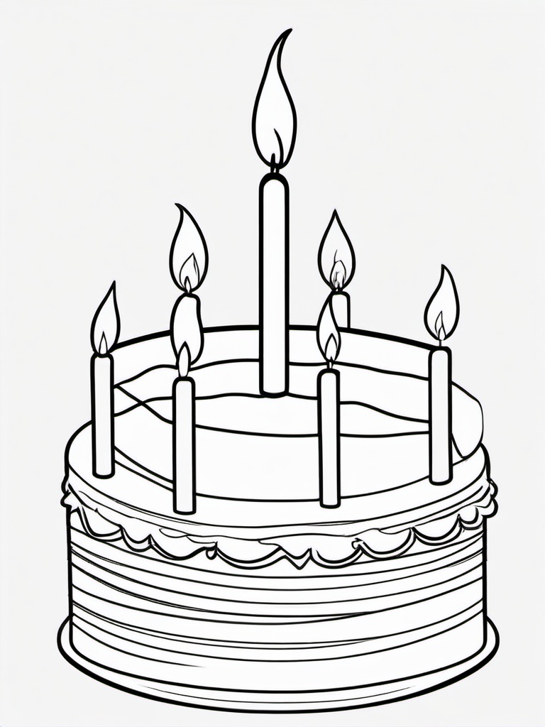 Birthday Candles Being Blown Out Coloring Pages - Birthday Wishes with Blown-Out Candles  minimal black outline printable sheet, coloring page