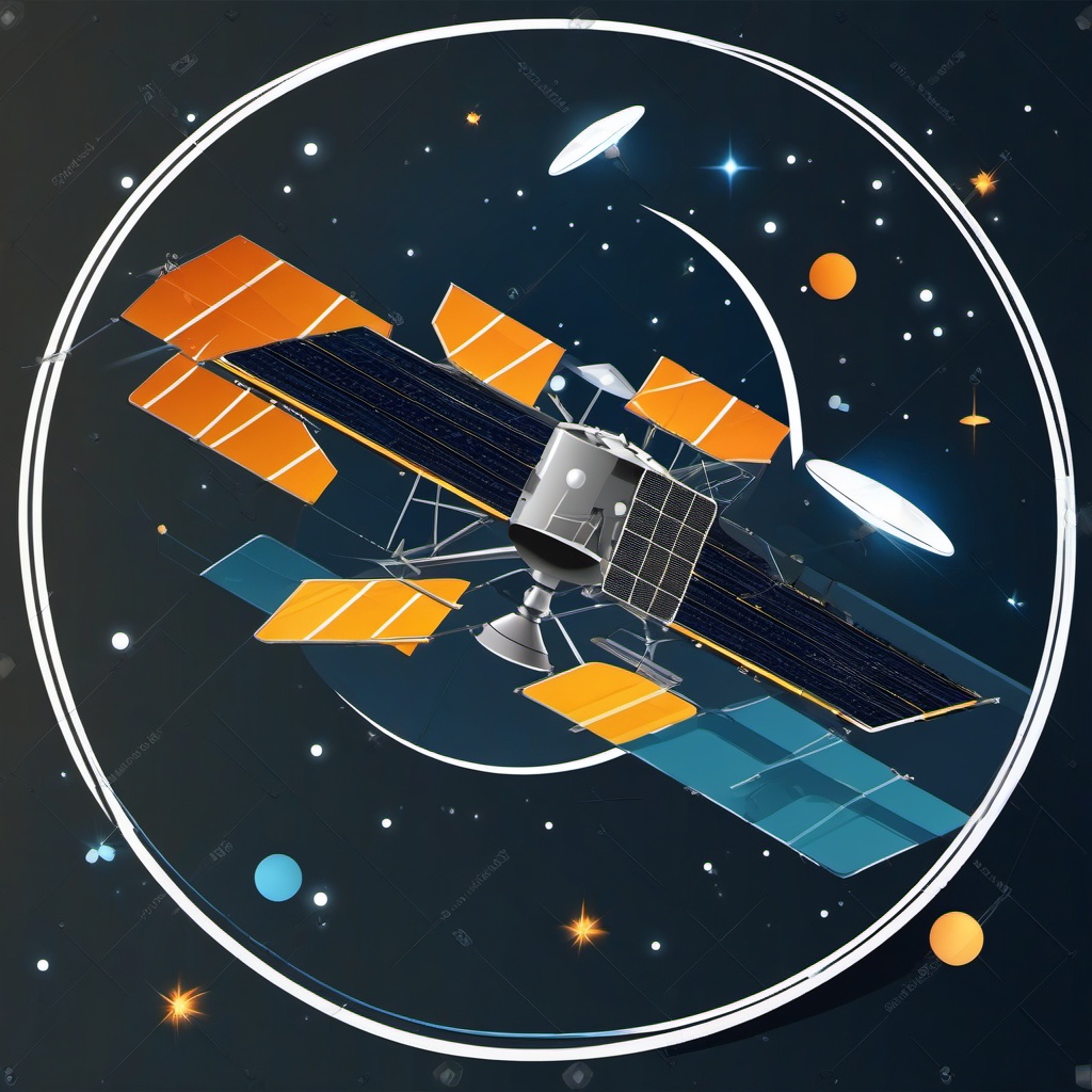 Quantum Satellite for Secure Communication clipart - Quantum satellite, ,vector color clipart,minimal