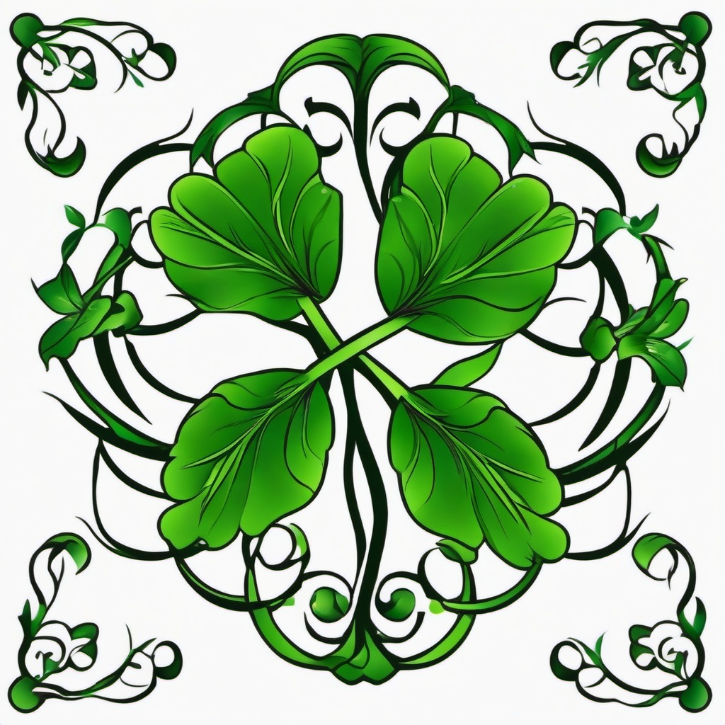 four leaf clover vine tattoos  simple vector color tattoo