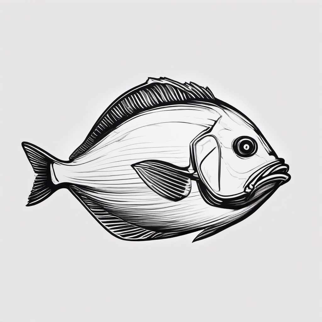 drawing of porgy fish  minimal rough sketch scribbles,doodles,black and white