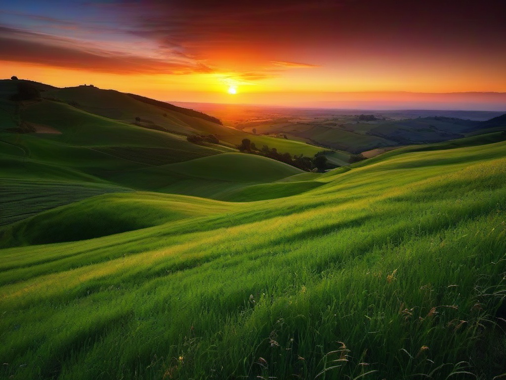 Sunset Wallpaper - Dramatic sunset over rolling hills.  sunset background