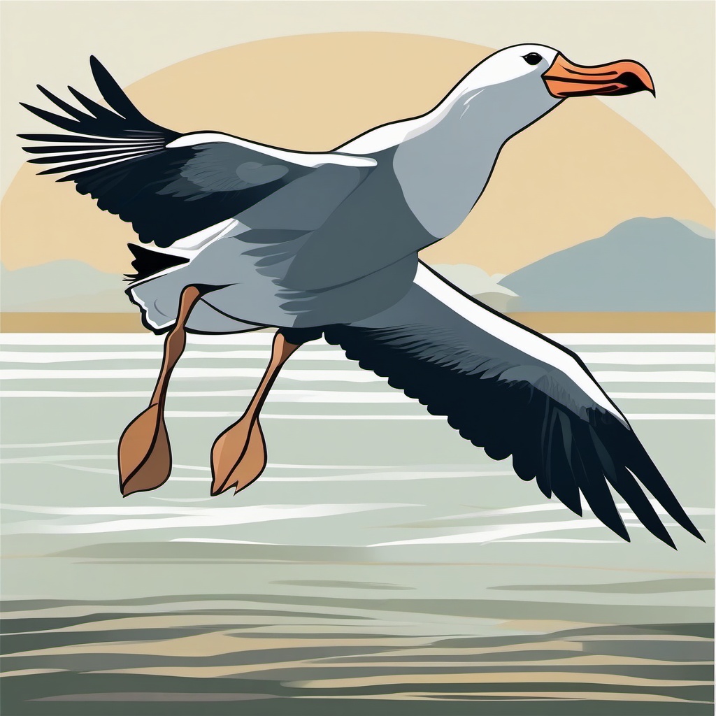 Albatross clipart - Oceanic bird known for long-distance flight, ,color clipart vector style