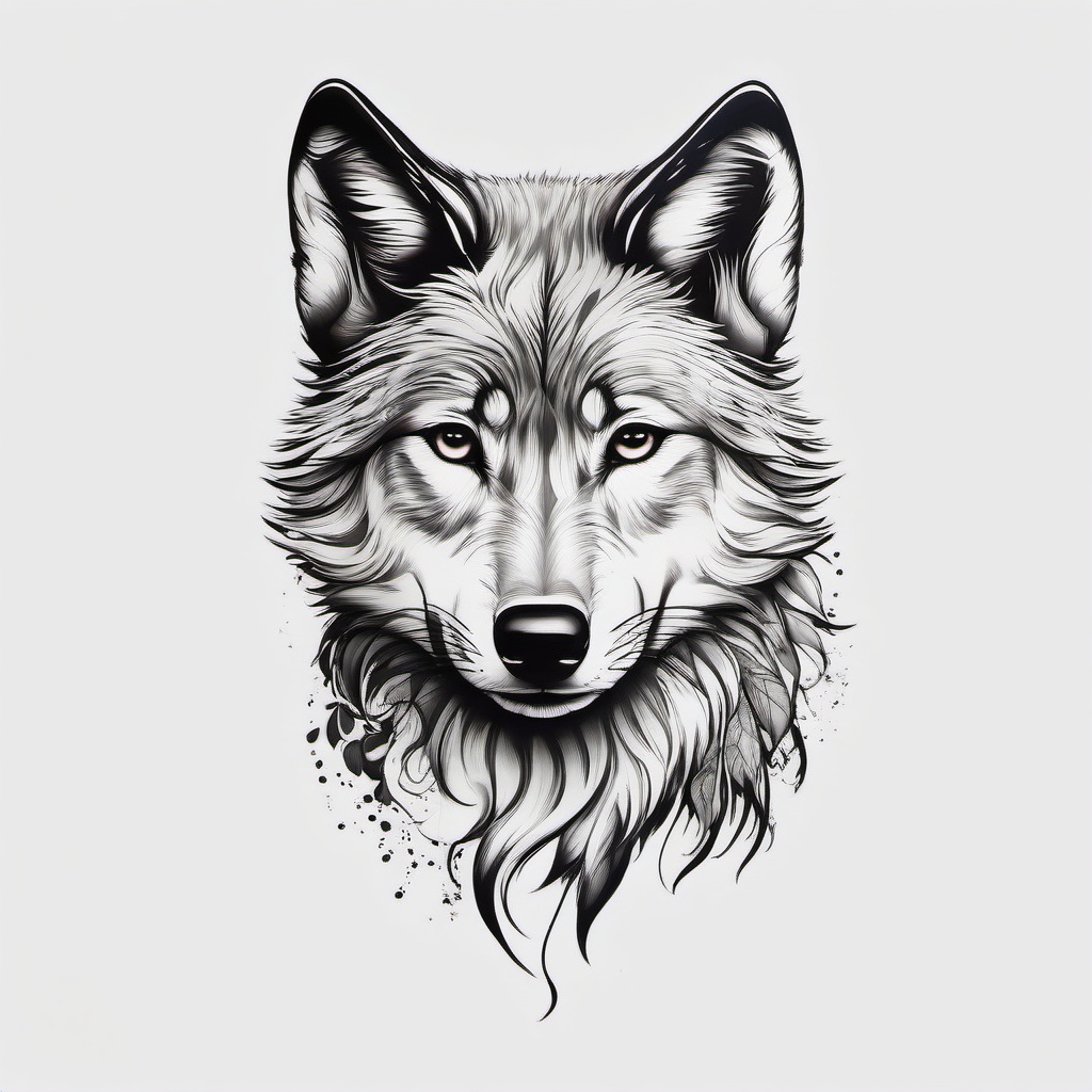 Wolf Cub Tattoo,endearing tattoo of a wolf cub, symbolizing youth and innocence. , tattoo design, white clean background