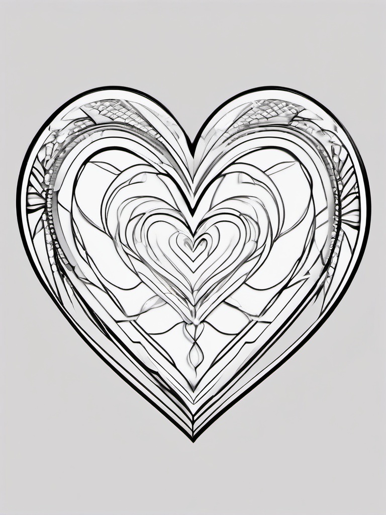 Heart with Love Banner Coloring Pages - Heart with a “Love” Banner  minimal black outline printable sheet, coloring page