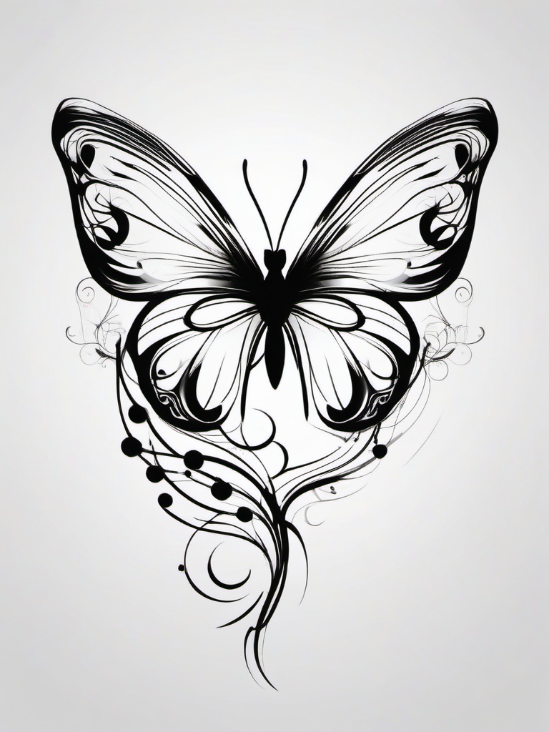 Butterfly Heartbeat Tattoo - Combine the symbolism of transformation with the rhythmic beauty of a heartbeat in a charming tattoo.  simple vector color tattoo,minimal,white background