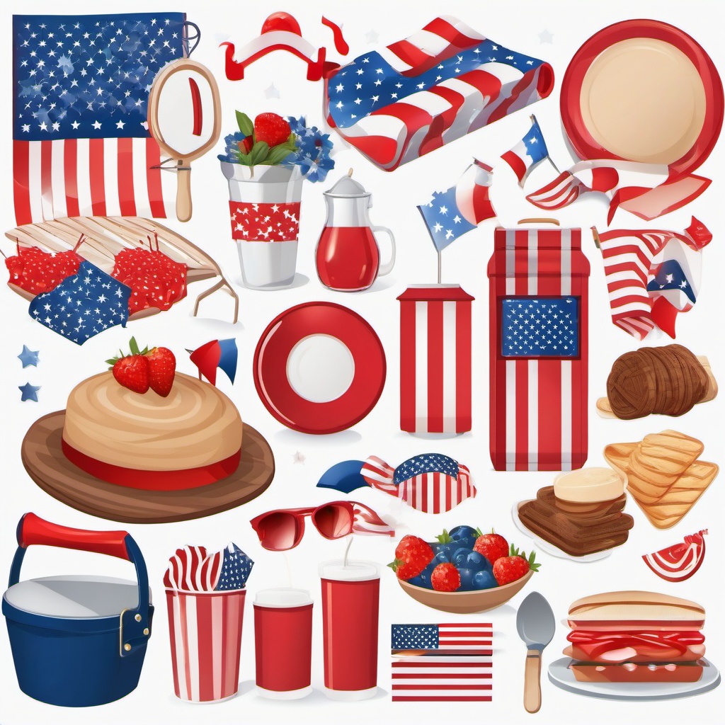 4th of July clipart - picnic setup with patriotic themes  