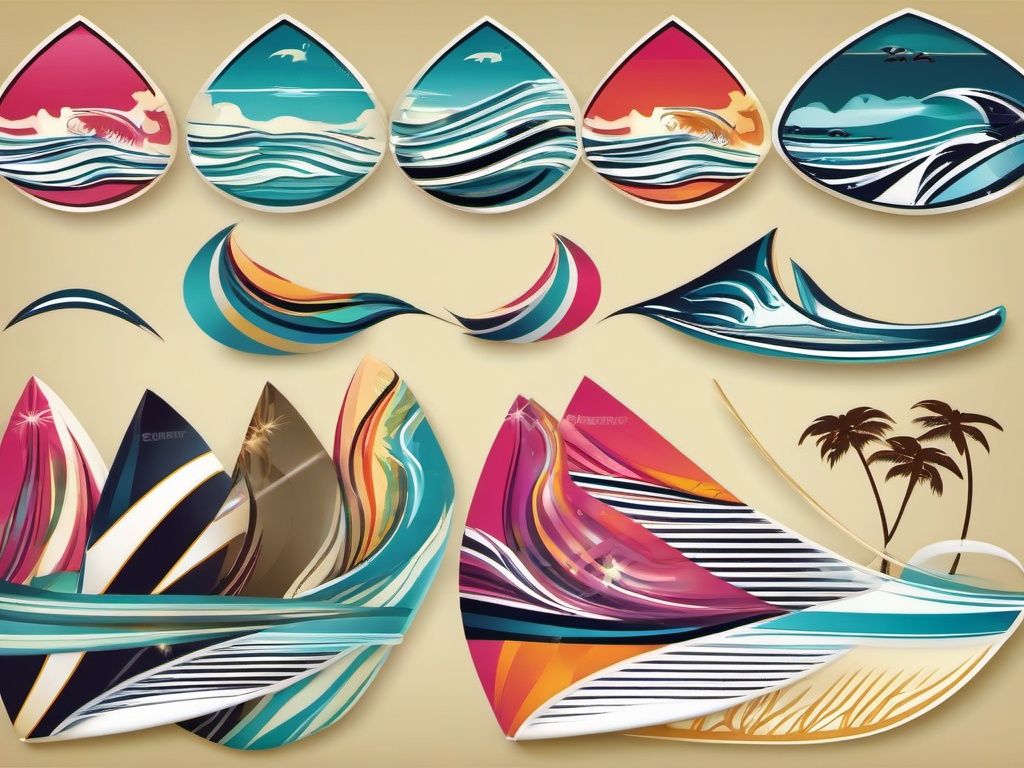 Surfboard clipart - surfboard and ocean waves  vector clipart