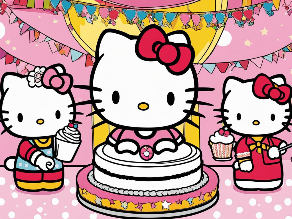 hello kitty coloring pages - hello kitty celebrates her birthday with a big cake. 