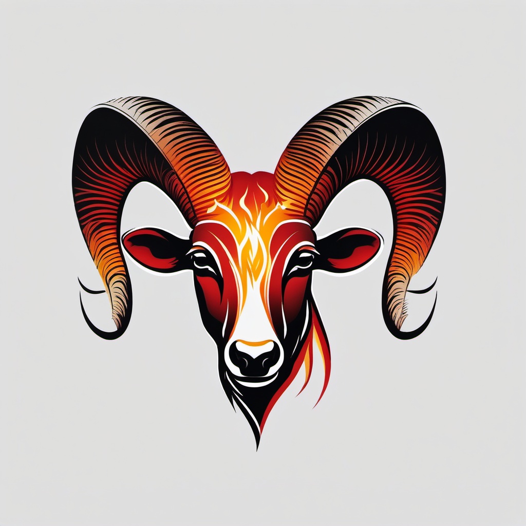 aries fire sign tattoo  simple color tattoo,white background