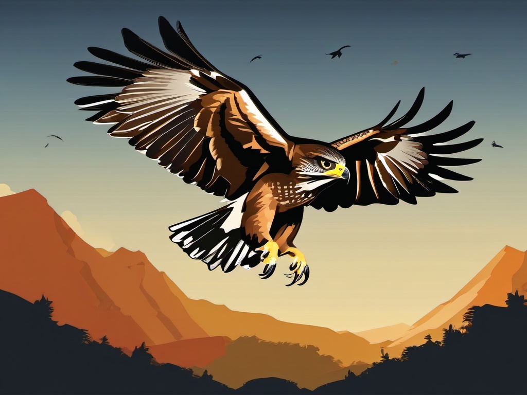 Hawk clipart - Agile predator with keen eyesight in flight, ,color clipart vector style