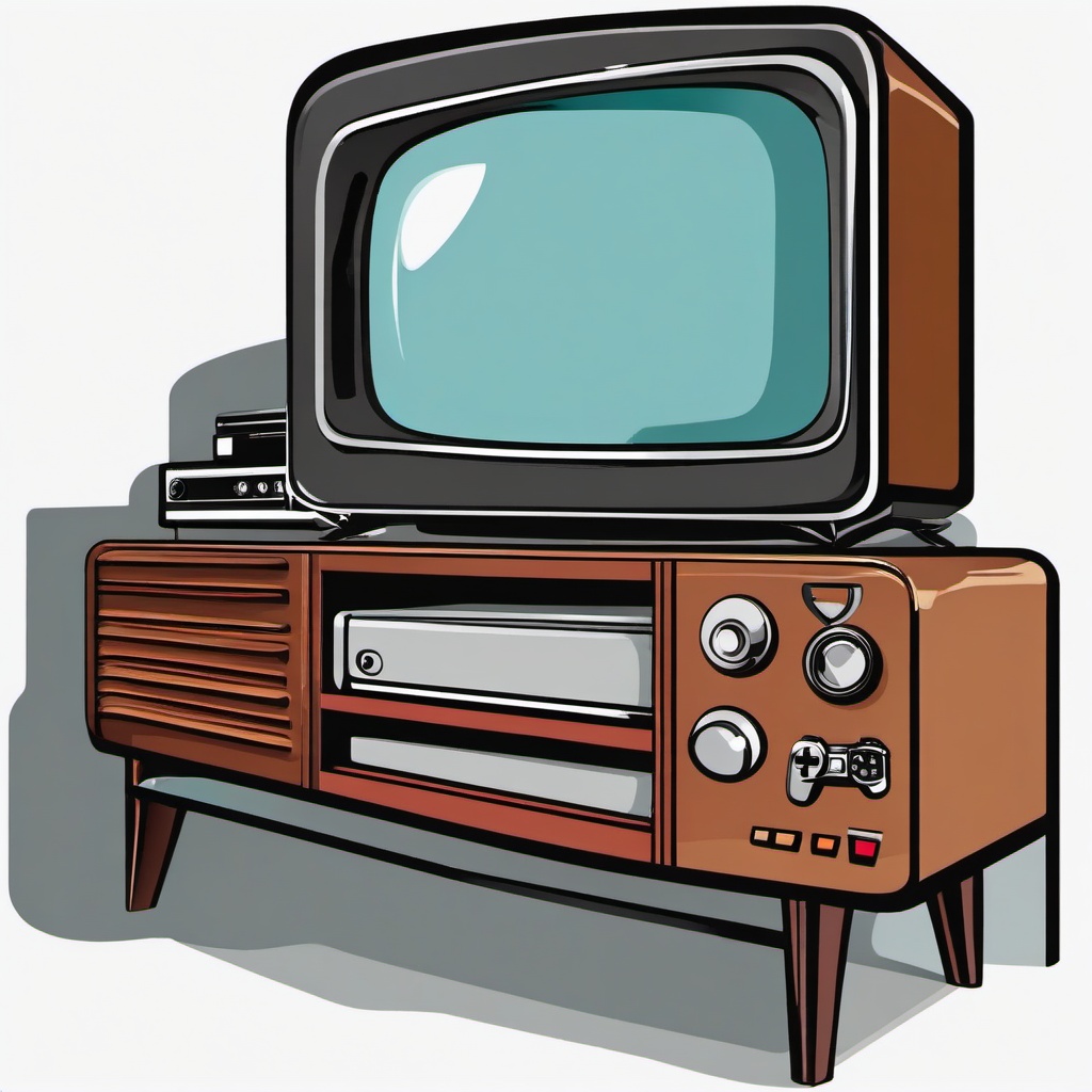 Television clipart - game console connected to TV  clipart