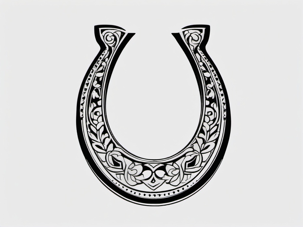 horseshoe outline tattoo  simple color tattoo,minimal,white background