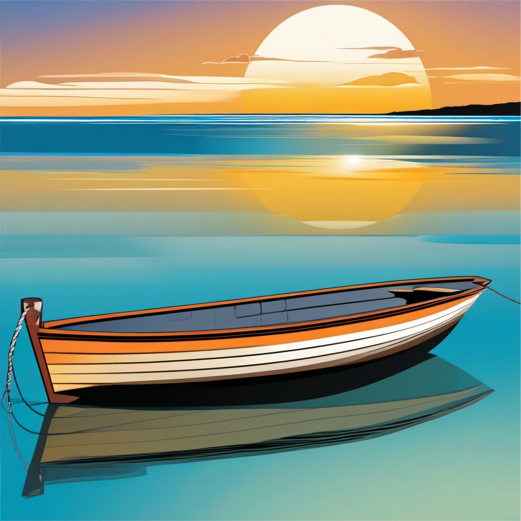 Boat clipart - boat moored at a picturesque beach  