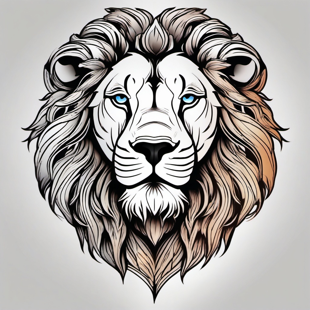 Leo lion tattoo, Tattoos inspired by the astrological sign Leo, represented by the lion. , color tattoo designs, white clean background