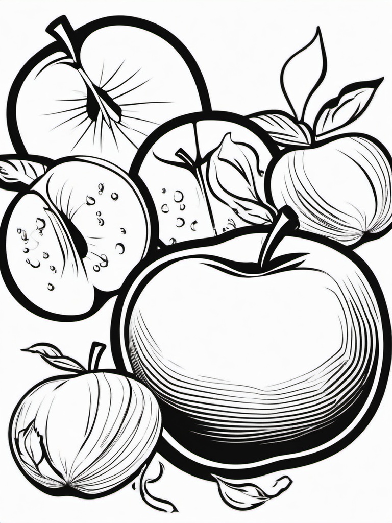 Fruit Coloring Pages - Apple sliced in half showing seeds  simple coloring pages