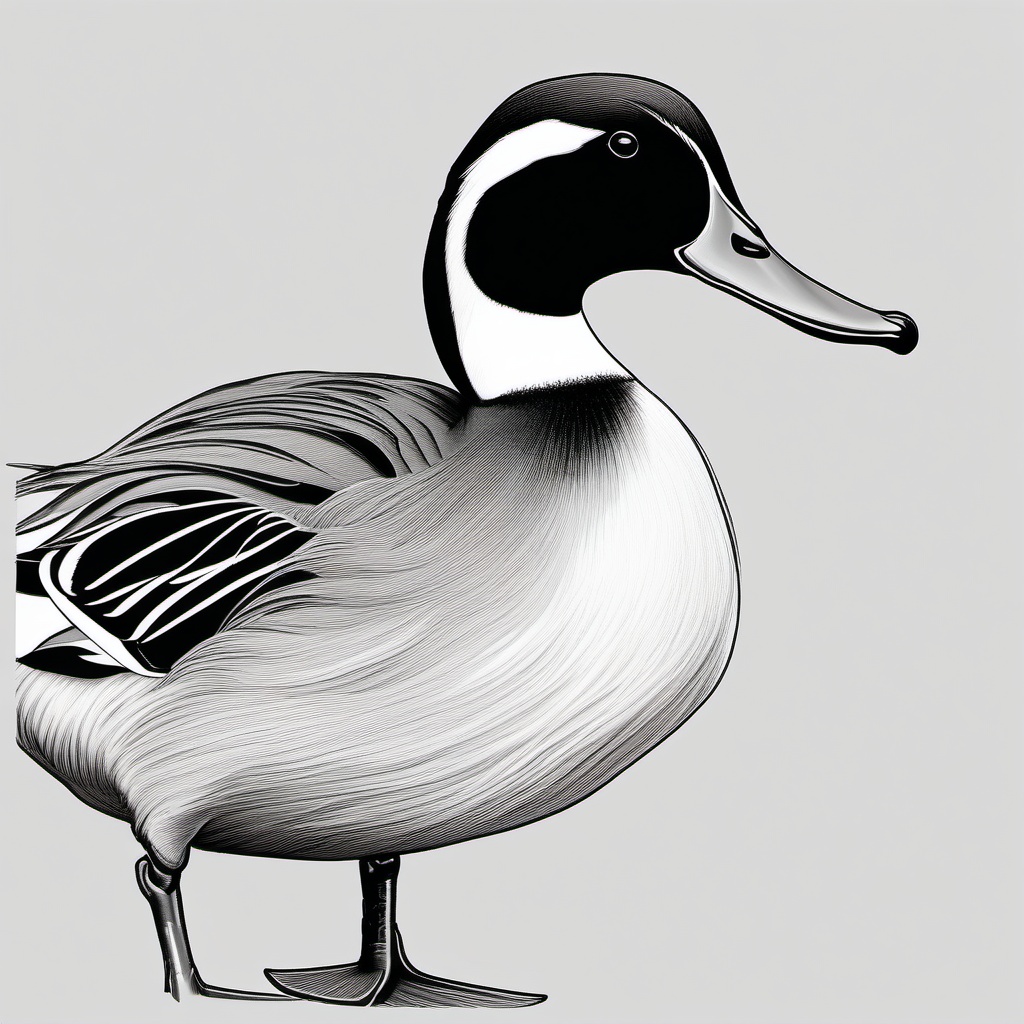 drawing of a pintail duck  minimal rough sketch scribbles,doodles,black and white