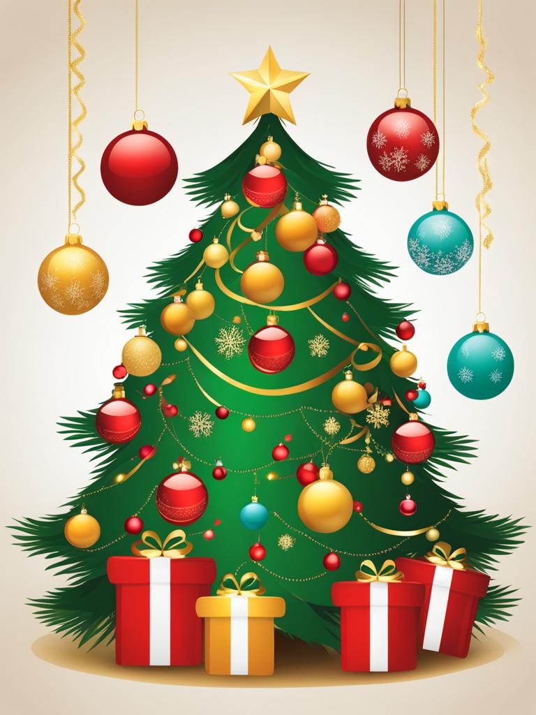 christmas tree clipart - a decorated christmas tree adorned with ornaments. 