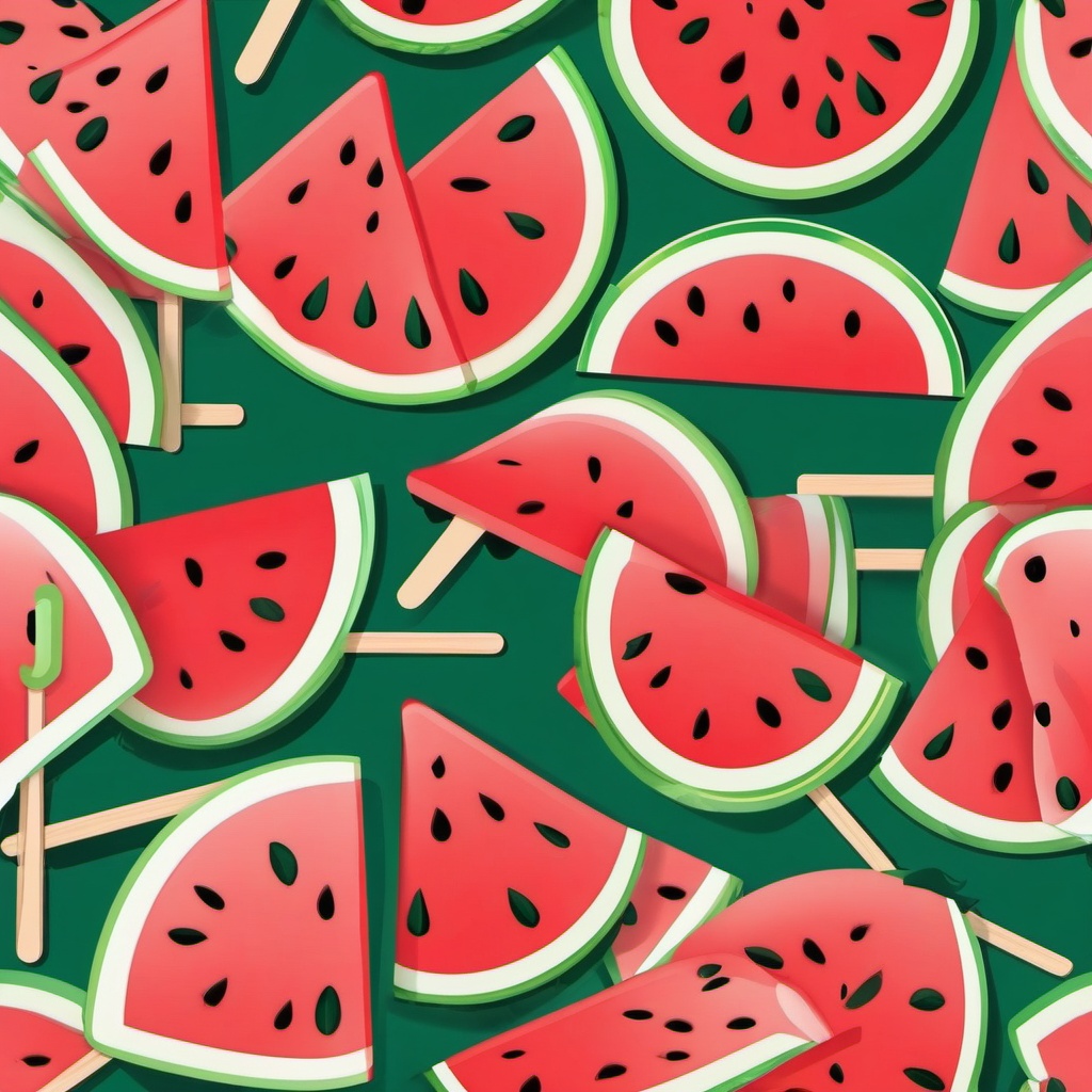 Watermelon Popsicle Clipart - A watermelon-flavored popsicle on a stick.  color vector clipart, minimal style