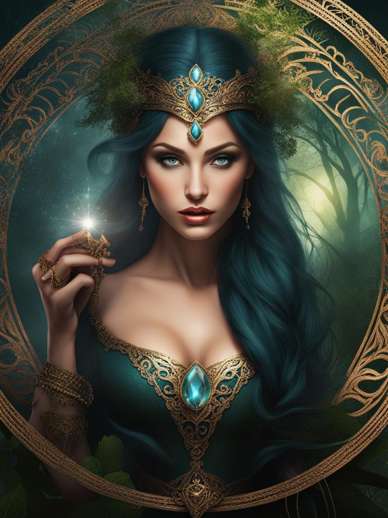 enchantress clipart - an alluring enchantress weaving magical incantations. 