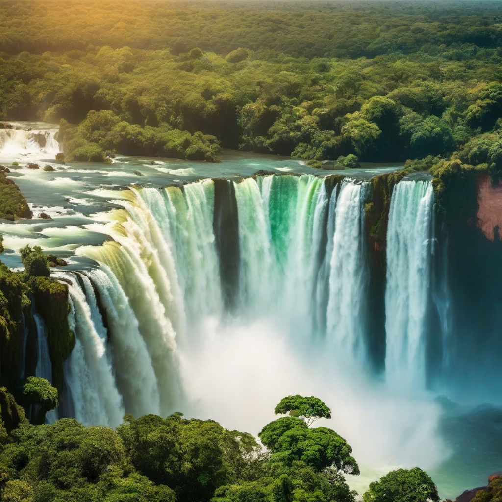 Nature Background - Waterfall Wonders in Iguazu Falls, Argentina  wallpaper style, intricate details, patterns, splash art, light colors