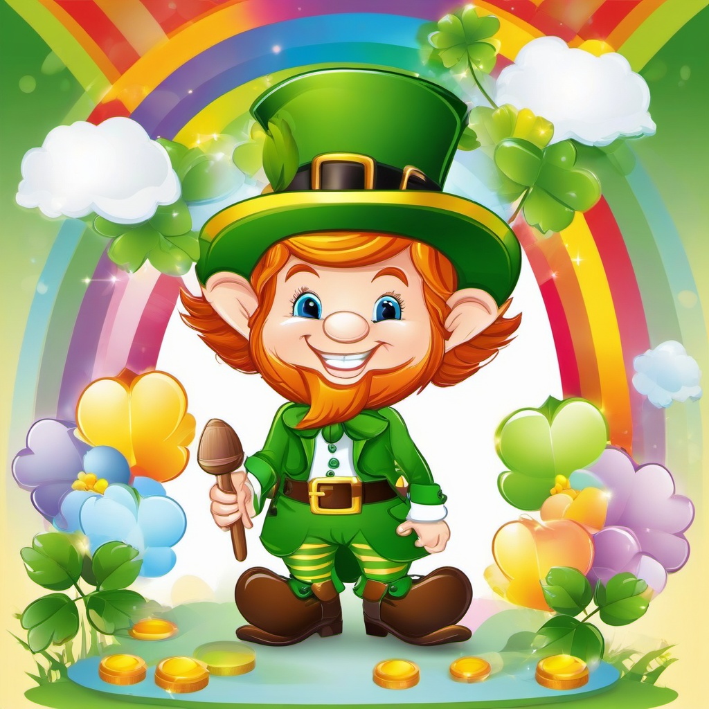 Leprechaun clipart - leprechaun with a rainbow backdrop  