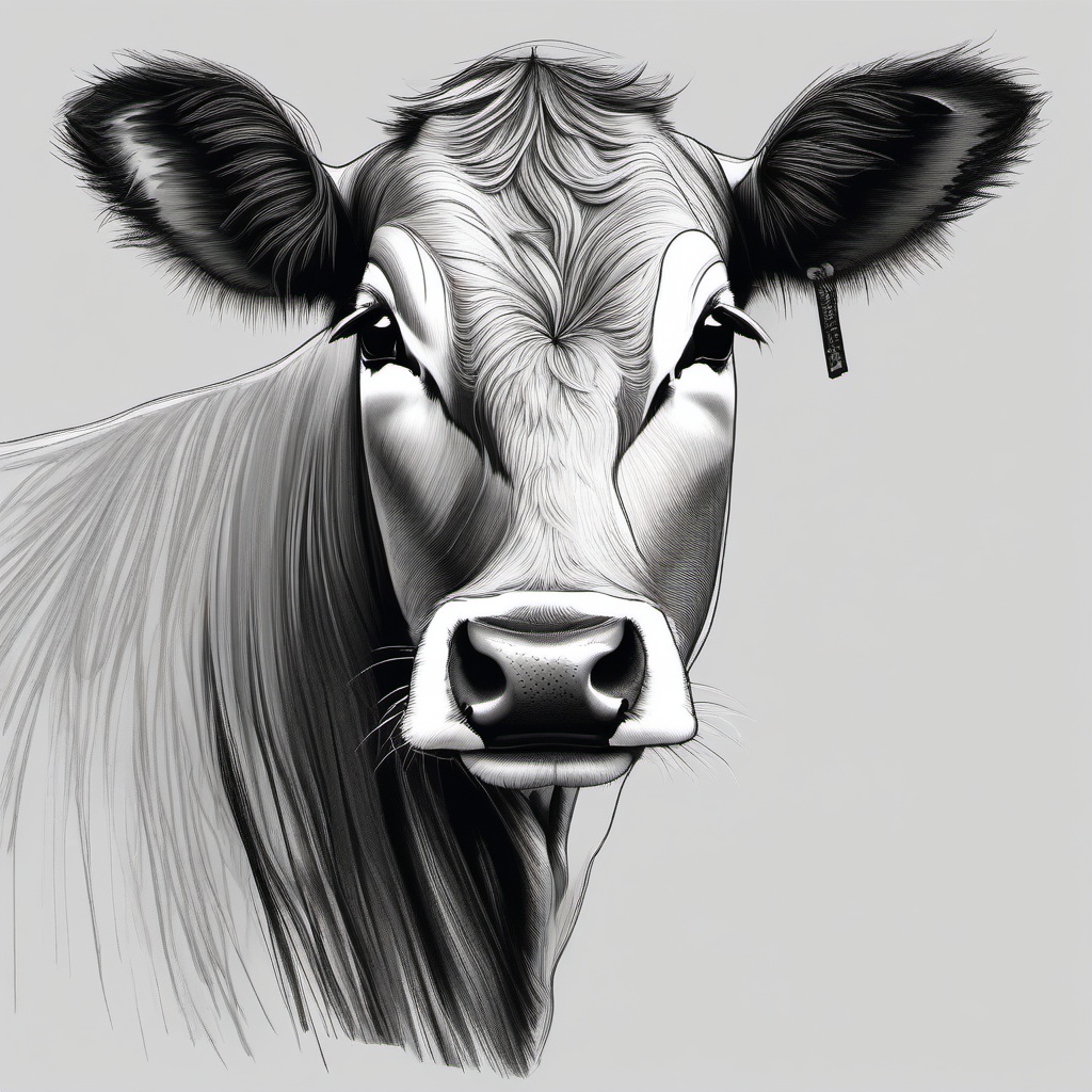 easy sketch of cow  minimal rough sketch scribbles,doodles,black and white