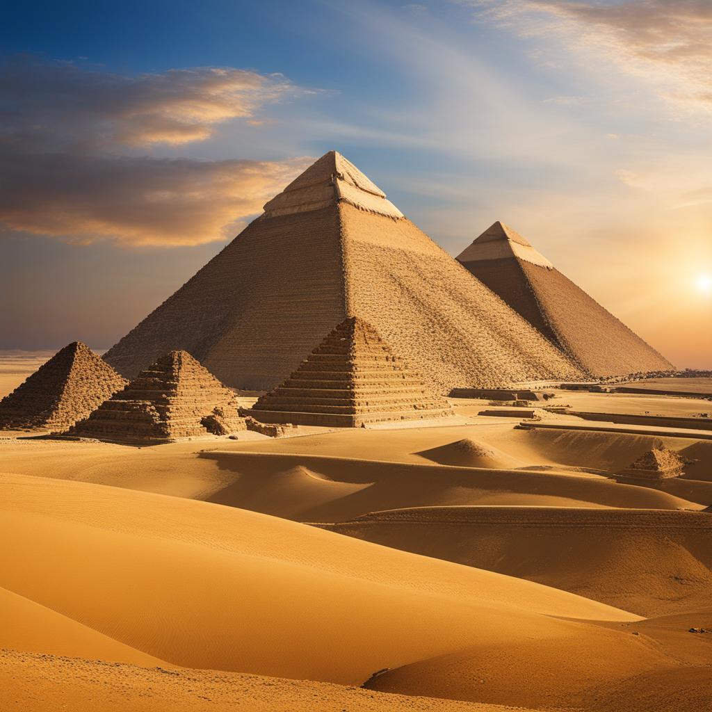 egyptian pyramids, with ancient mysteries, awe travelers in giza, egypt. 