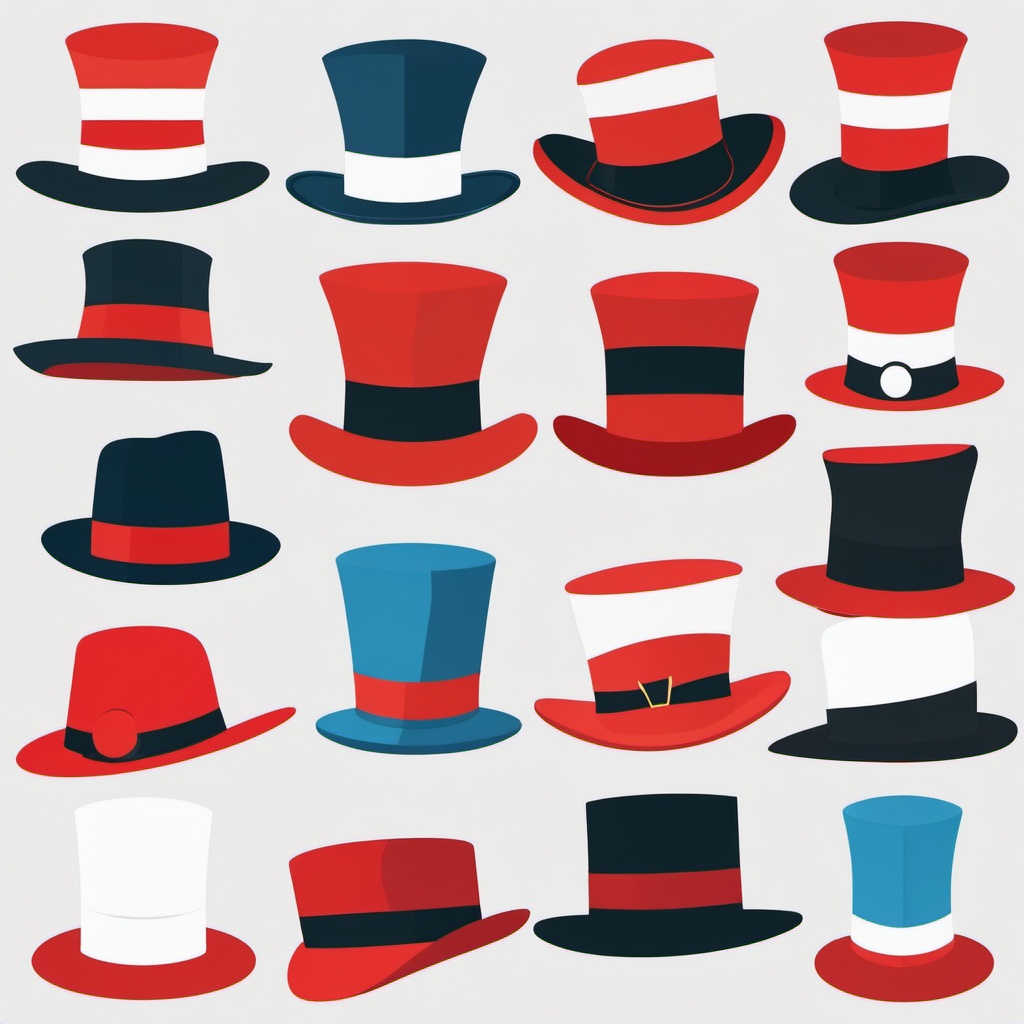 Cat hat clipart, The iconic hat that the Cat in the Hat wears.  simple, 2d flat