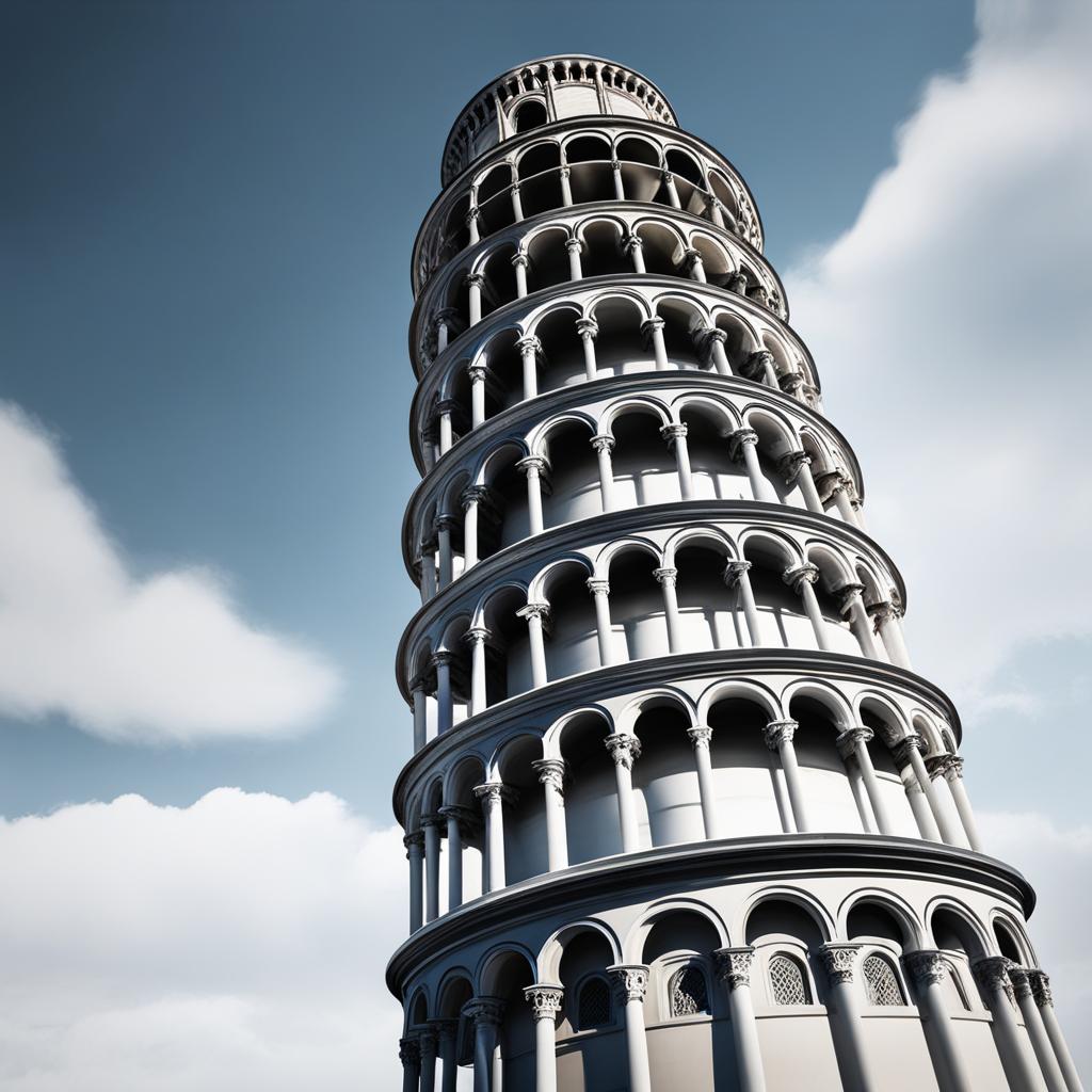 leaning tower of pisa - portray the iconic leaning tower of pisa, known for its distinctive tilt. 