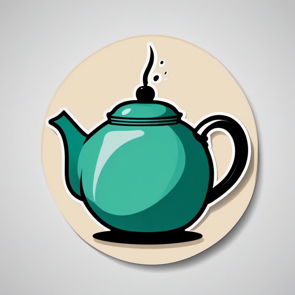 Teapot with Steam Sticker - Teapot emitting steam, ,vector color sticker art,minimal