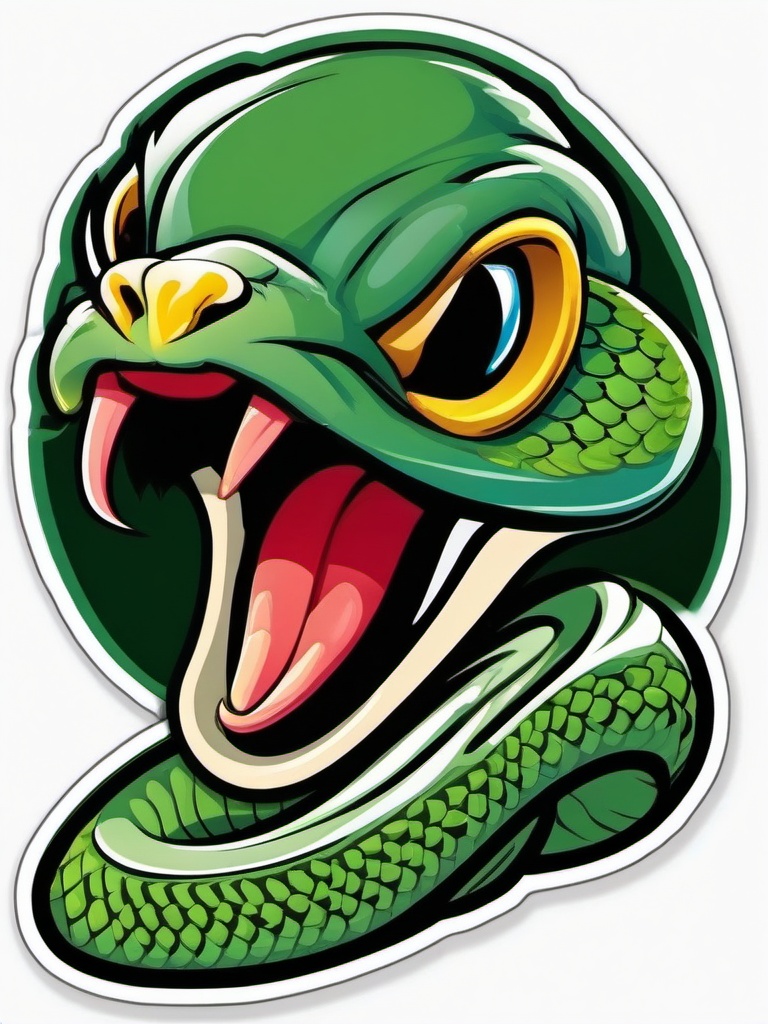 Cobra cartoon - hooded snake with a hiss  cartoon sticker style