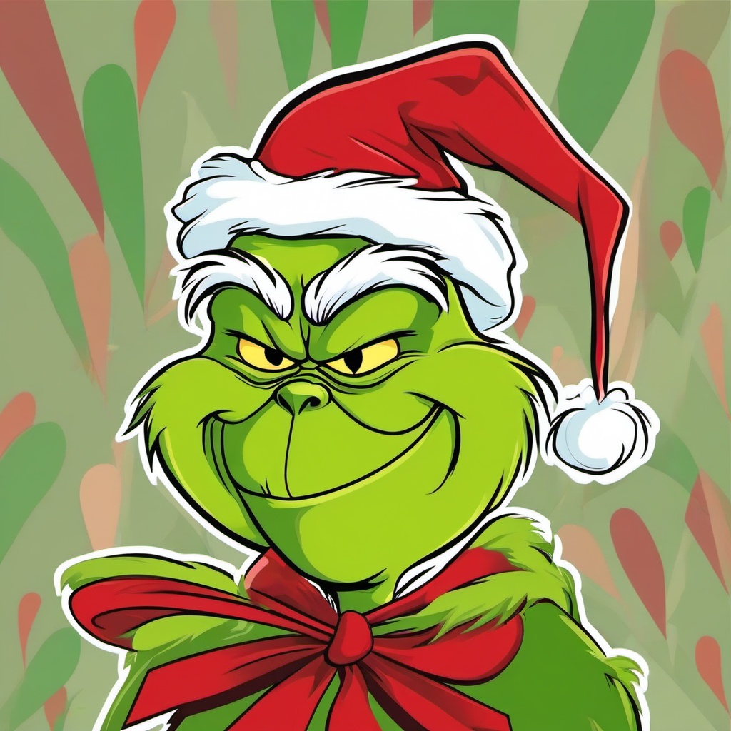 Grinch clipart - Grinch frowning at holiday decorations  