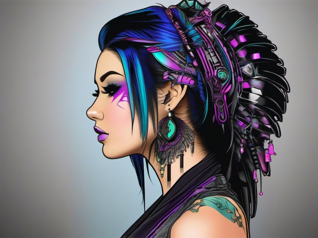 cyber goth tattoo  simple vector color tattoo