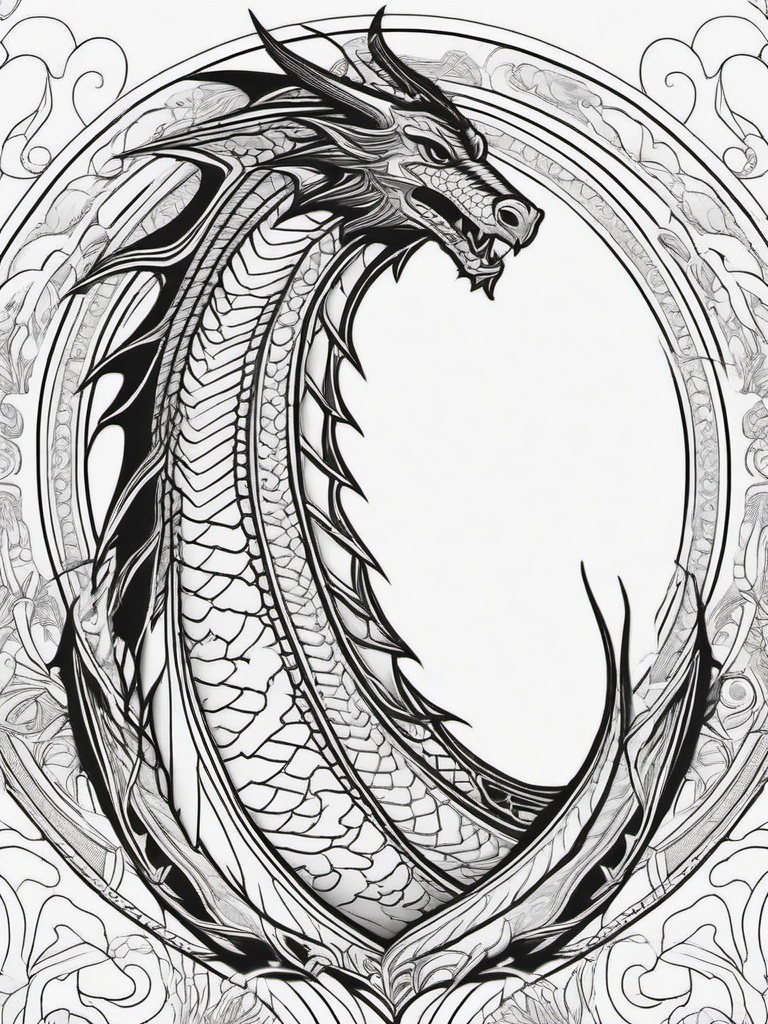 Gothic Dragon Coloring Pages - Dark and Mysterious Dragon Design  minimal black outline printable sheet, coloring page