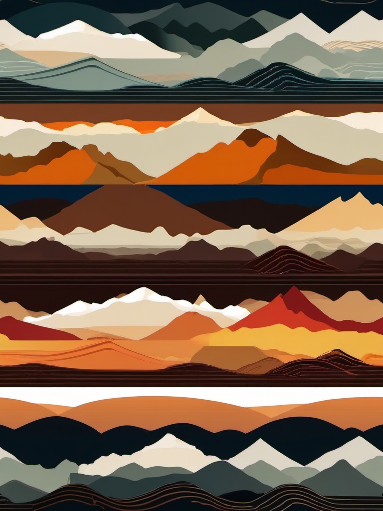 Mountain Ridges Panorama clipart - Panoramic view of rugged ridges, ,vector color clipart,minimal