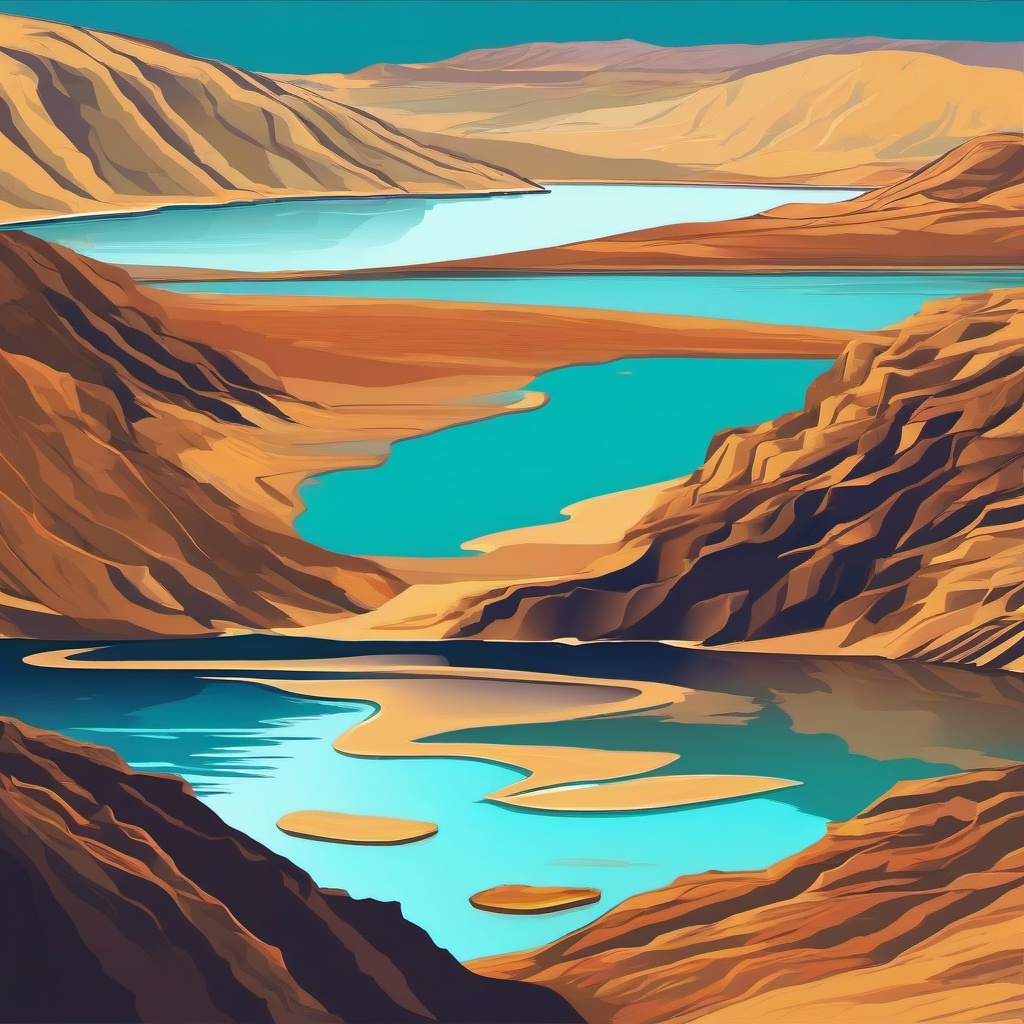 The Dead Sea clipart - Saltwater lake in the Jordan Rift Valley, ,color clipart vector style