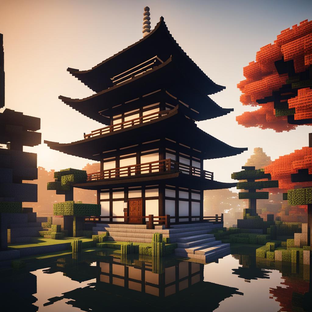 japanese pagoda in a serene zen garden - minecraft house design ideas minecraft block style