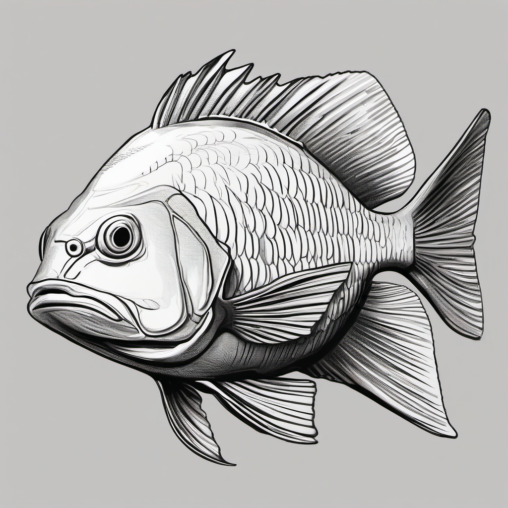 drawing of snapper fish  minimal rough sketch scribbles,doodles,black and white