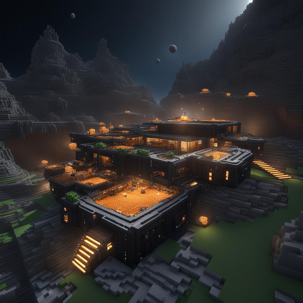 asteroid mining colony harvesting valuable resources - minecraft house design ideas 