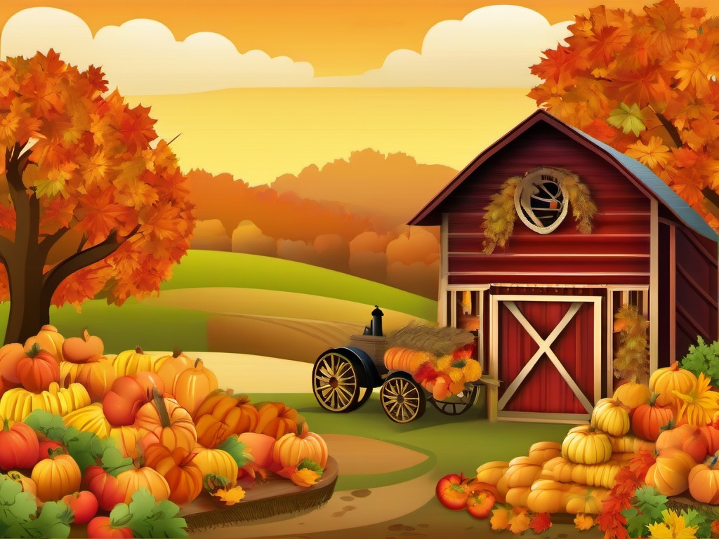 September clipart - fall harvest scenes in September  