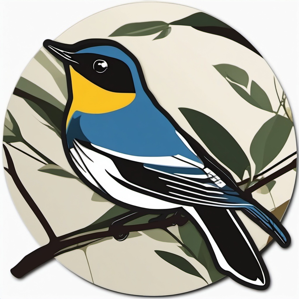 Black-Throated Blue Warbler Sticker - A black-throated blue warbler with distinctive markings, ,vector color sticker art,minimal