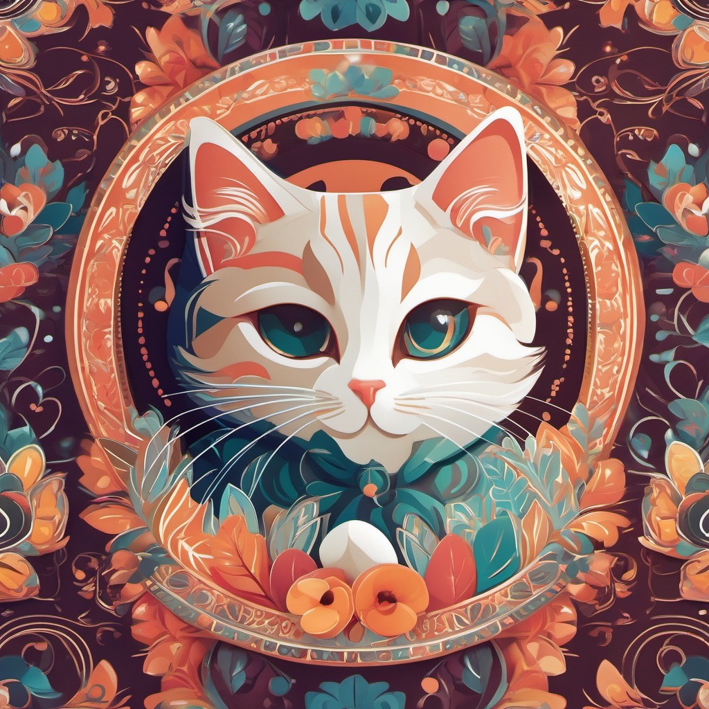 Cute Cat Wallpaper - Cozy Cat wallpaper, abstract art style, patterns, intricate